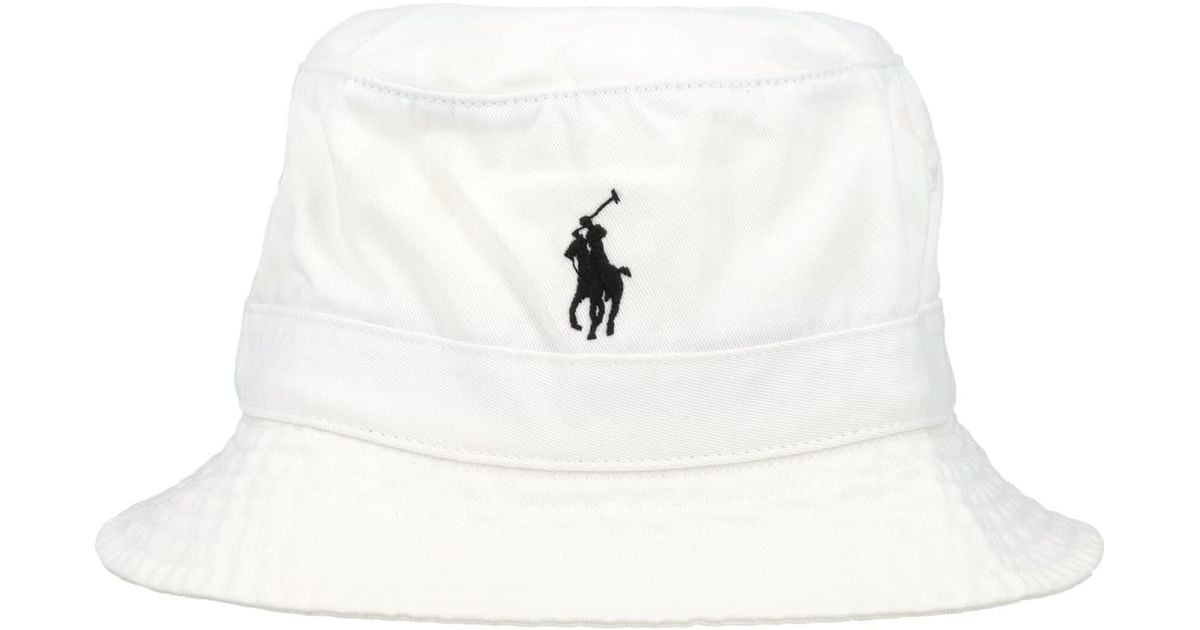 Polo Ralph Lauren Bucket Hat in White for Men Lyst