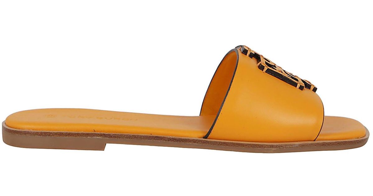 Tory Burch Leather Ines Slide in Orange - Lyst