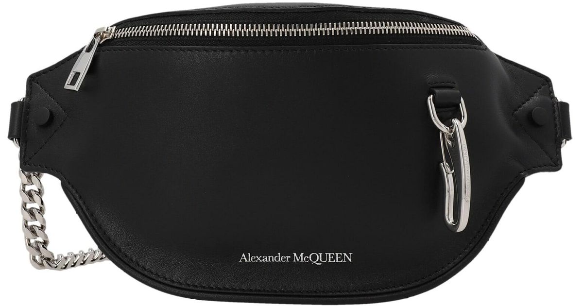 waist bags and bumbags Alexander McQueen Leather Biker Bum Belt Bag in Black for Men Mens Bags Belt Bags 