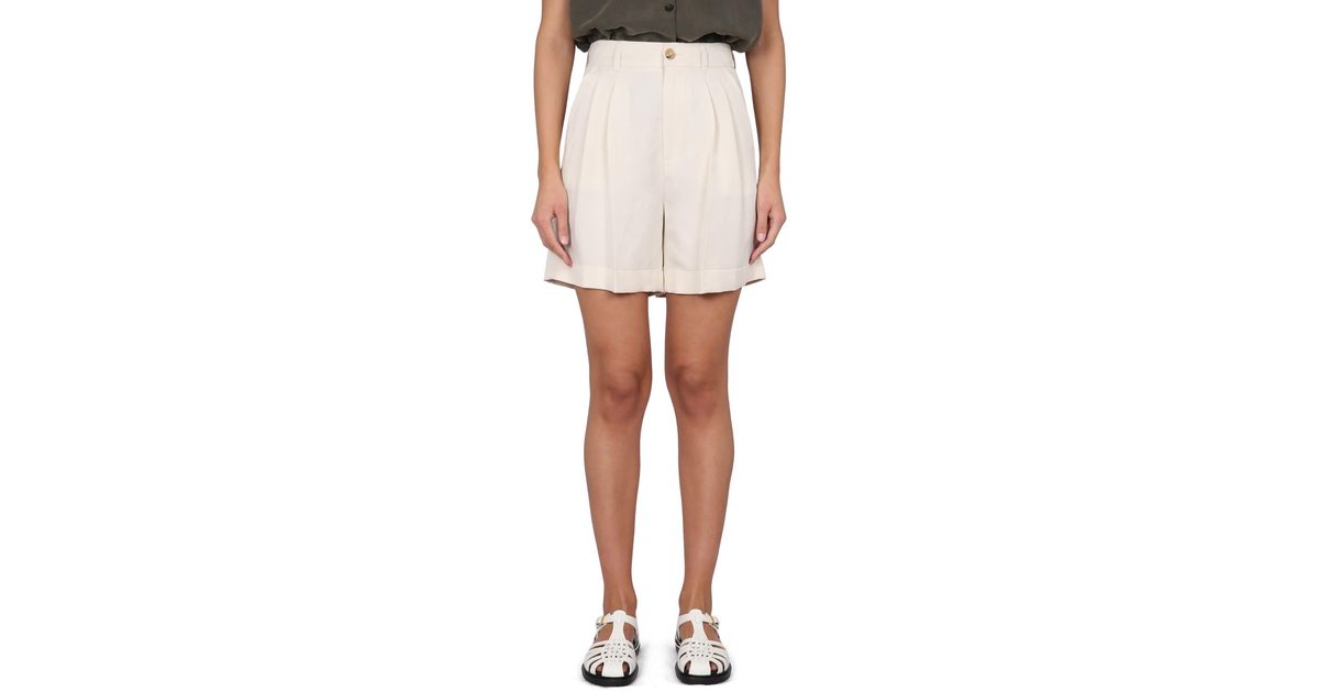 Woolrich Linen Shorts in White | Lyst