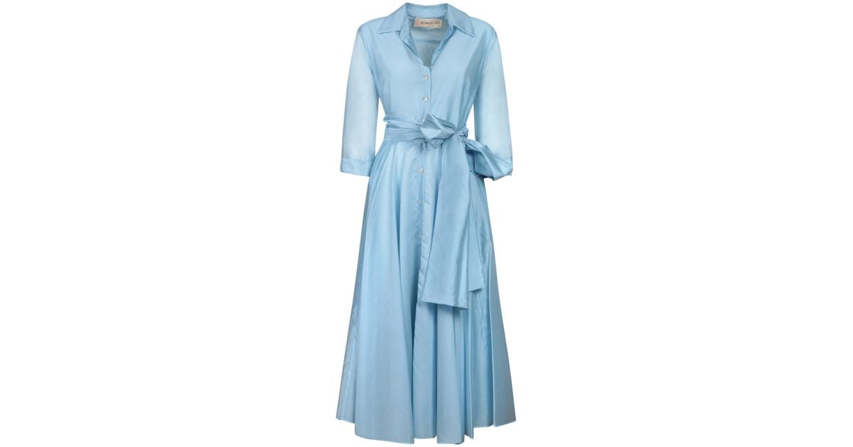 オールインワン・サロペット Blanca Vita Midi Shirt Dress With Belted Waist And Elegant blanca-vita--Periwinkle-Midi-