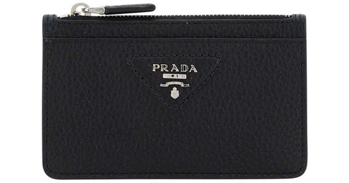 Prada Card Holder in Black for Men Lyst