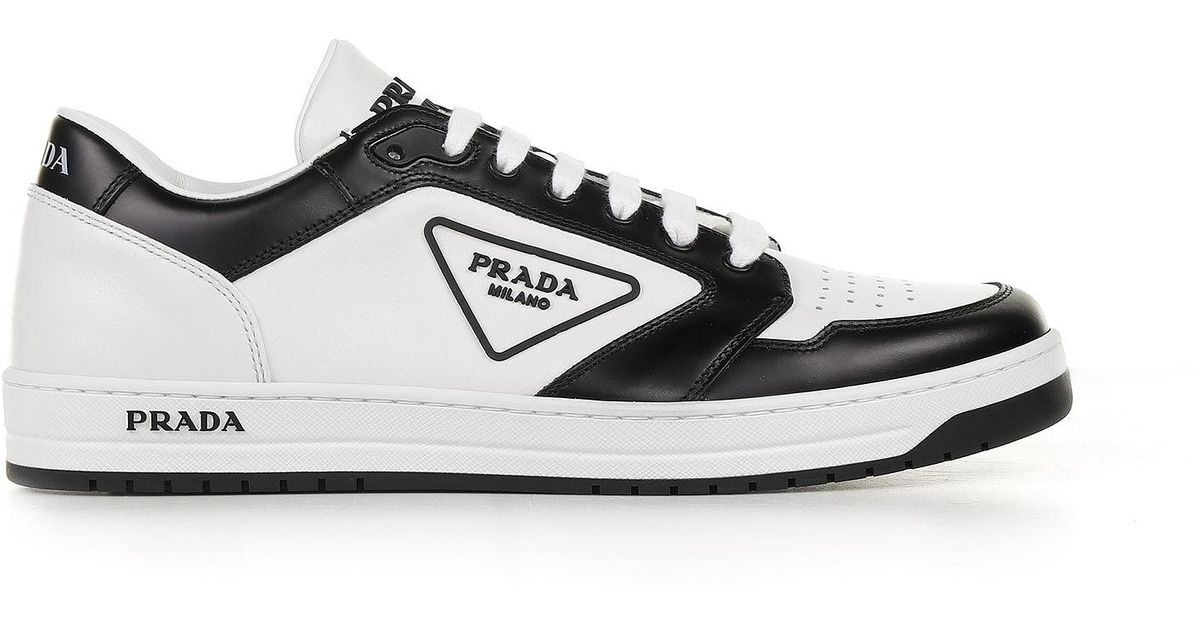 Prada District Leather Sneakers in White for Men | Lyst