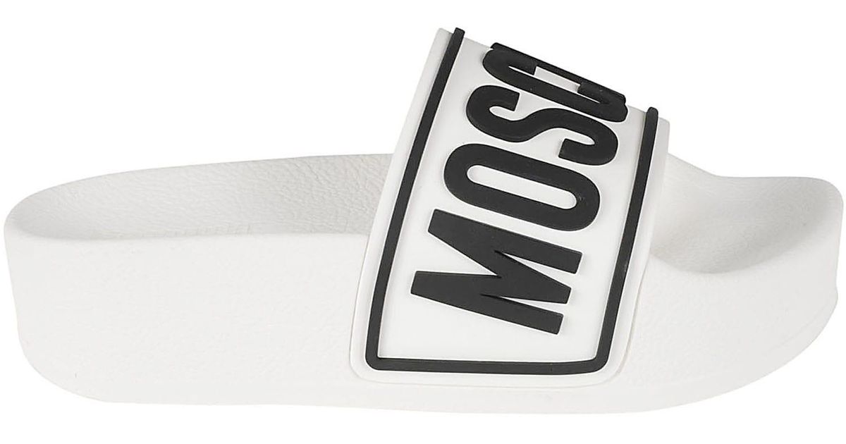 Moschino Logo Front Pool Sliders | Lyst