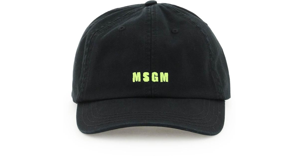 Save 45% MSGM Cotton Fluo Logo Baseball Cap in White,Yellow Mens Hats MSGM Hats for Men Yellow 