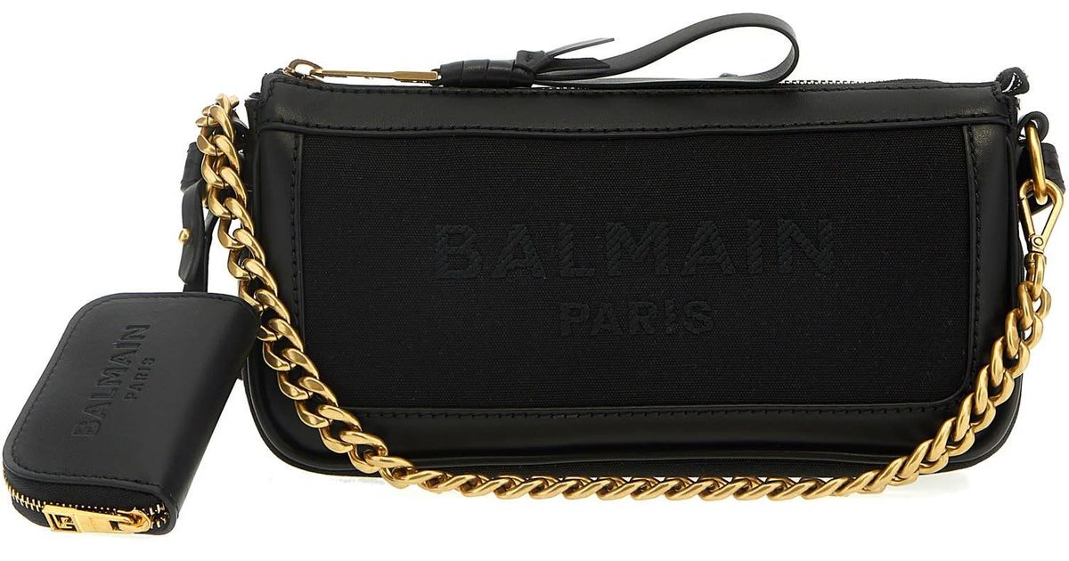 Balmain Logo Shoulder Strap Crossbody Bags in Black | Lyst