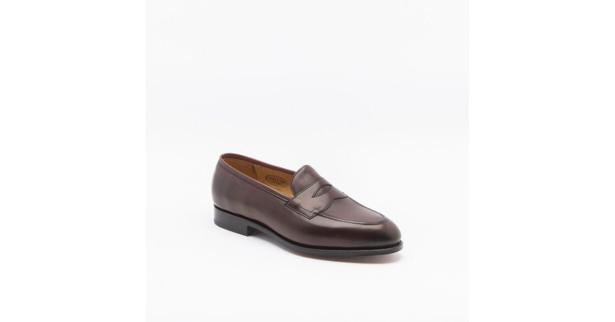 Edward Green Piccadilly Burgundy Antique Calf Penny Loafer in Brown for Men | Lyst