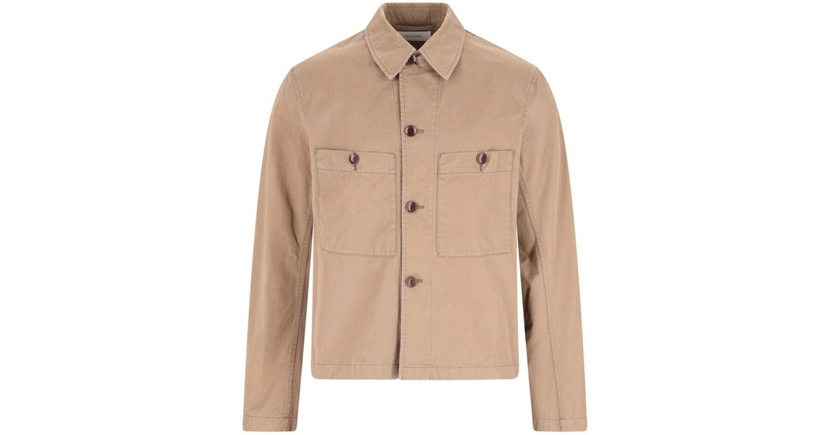 Lemaire Long-sleeved Buttoned Overshirt in Natural for Men | Lyst