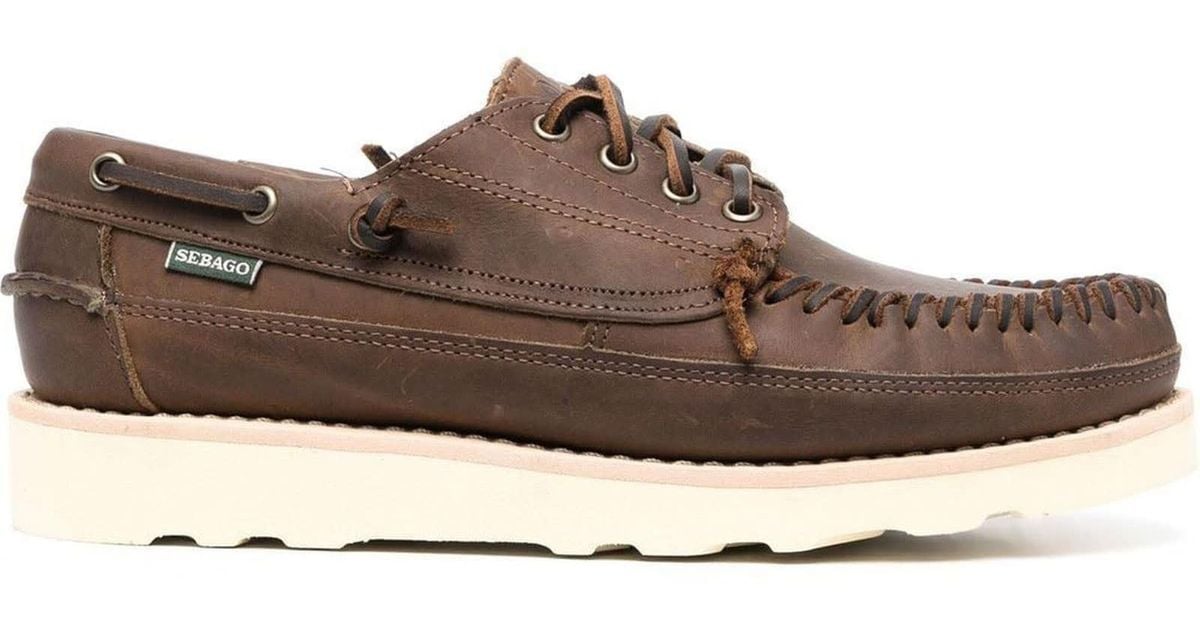 Sebago Auburn Brown Calf Leather Boat Shoes for Men Lyst