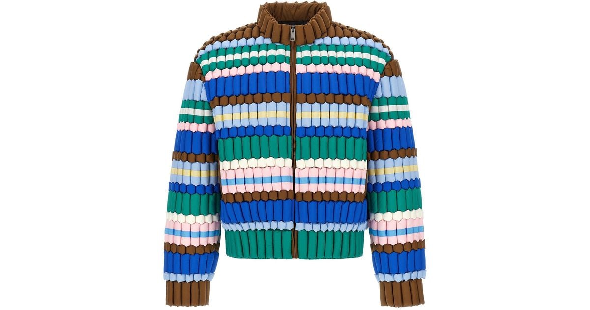 RAXXY 3D Quilted Colorblock Down Jacket in Blue | Lyst