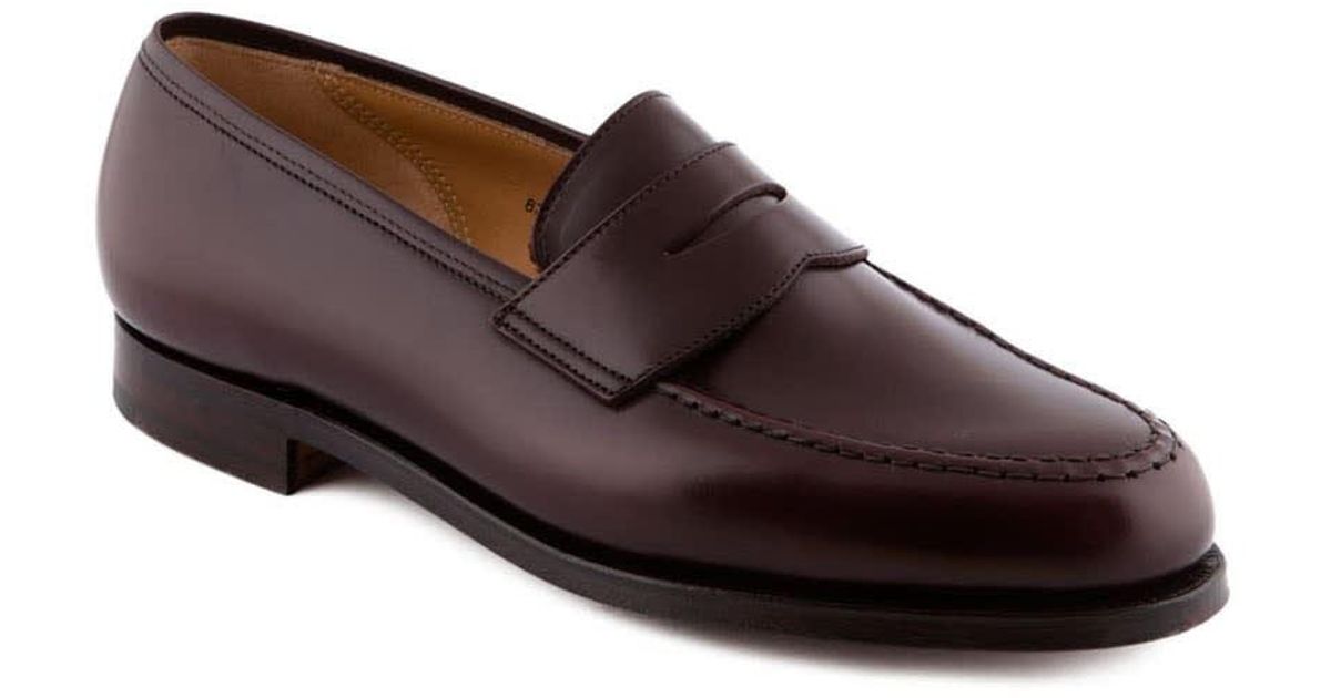 Crockett & Jones Boston Burgundy Cavalry Polished Calf Penny Loafer in ...