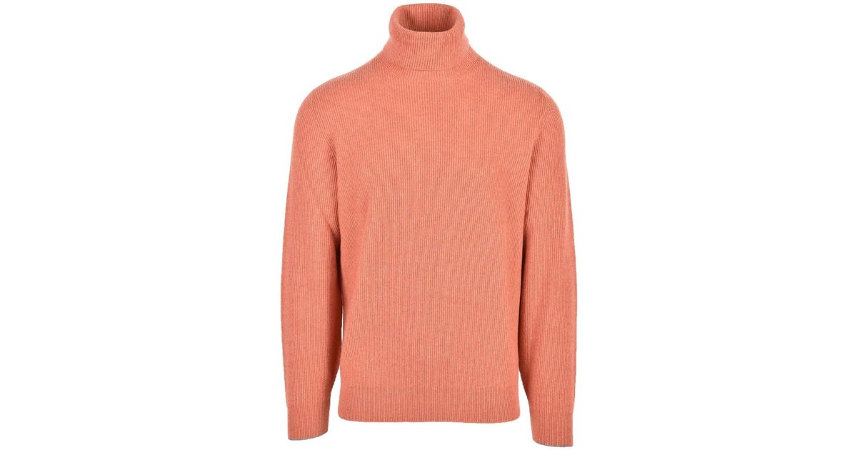 Brunello Cucinelli Jumper in Brick Red for Men Red Mens Clothing Sweaters and knitwear V-neck jumpers 