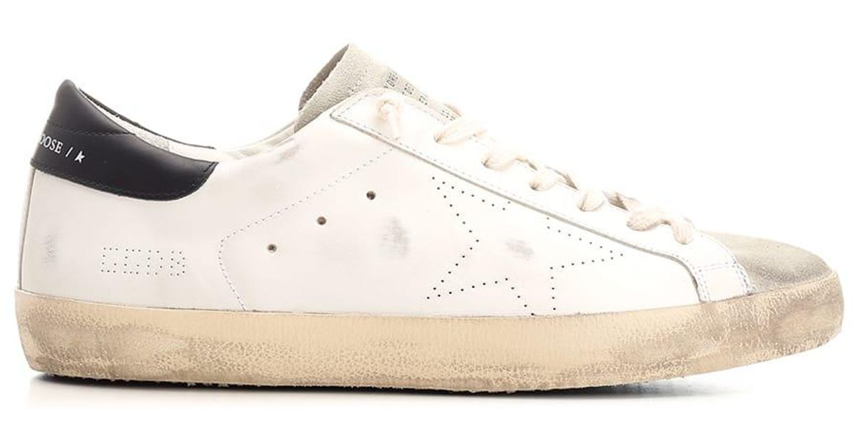 ★送料・関税込★Golden ★SUPERSTAR WHITE TAB SNEAKERS★ Men's Super-Star in white leather with midnight-blue canvas