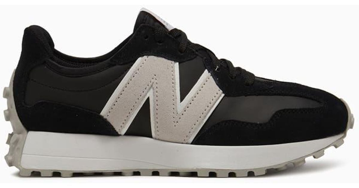New Balance Leather Sneakers Ws327lw in Black | Lyst
