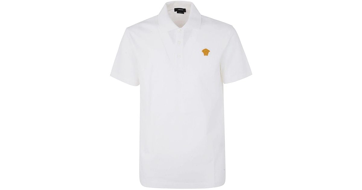 Versace Cotton Piquet Polo in White for Men | Lyst