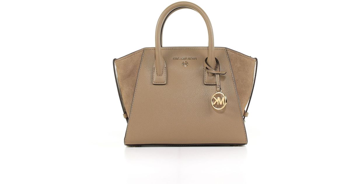 Michael Kors Avril Small Leather Handbag in Natural | Lyst