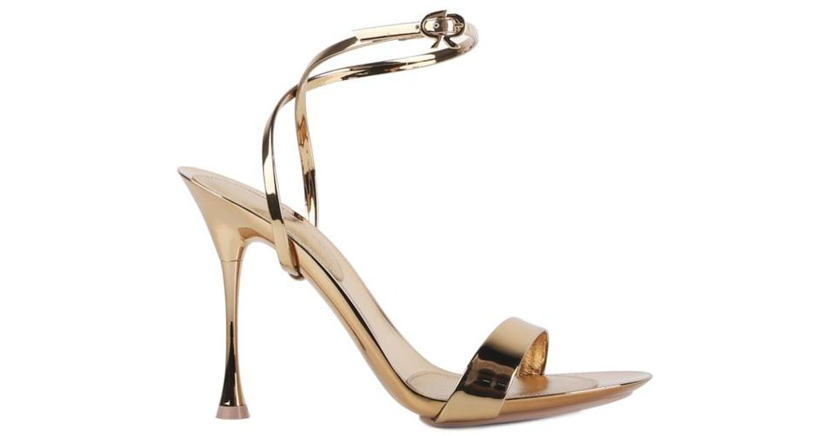 Gianvito Rossi Spice Ribbon 95 Sandals In Laminated Leather - Lyst