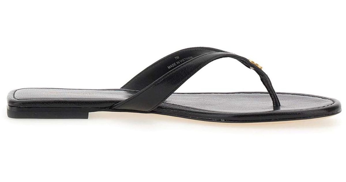 Tory Burch Leather Classic Flip Flop in Black | Lyst