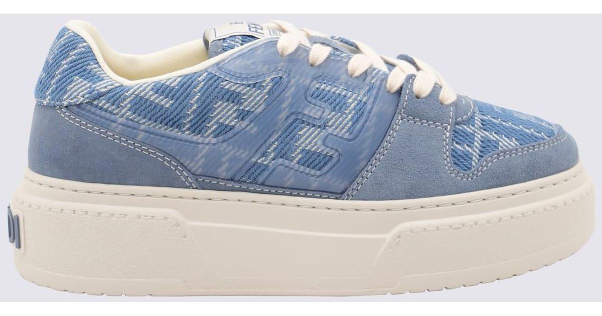 VIP【関税送料無料】希少 FENDI BLUE DENIM LEATHER SNEAKERS Fendi Denim Leather Sneakers in Blue | Lyst