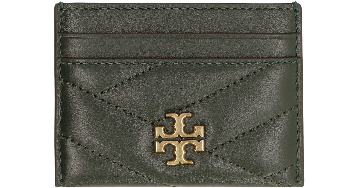 Tory Burch Kira Quilted Leather Card Holder in Green Lyst