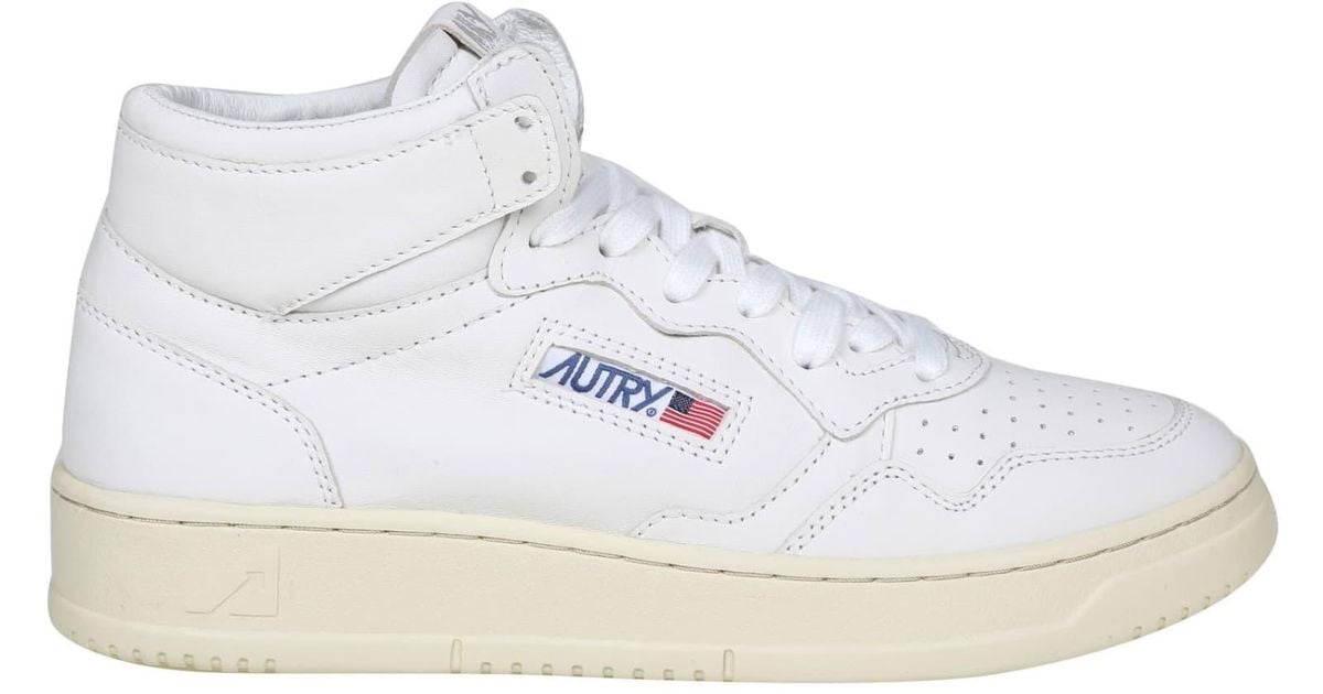 Autry Sneakers Mid In Leather Color White for Men | Lyst