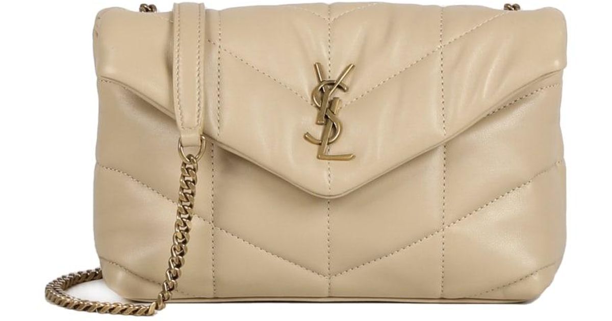 Saint Laurent Puffer Toy Bag in Natural Lyst