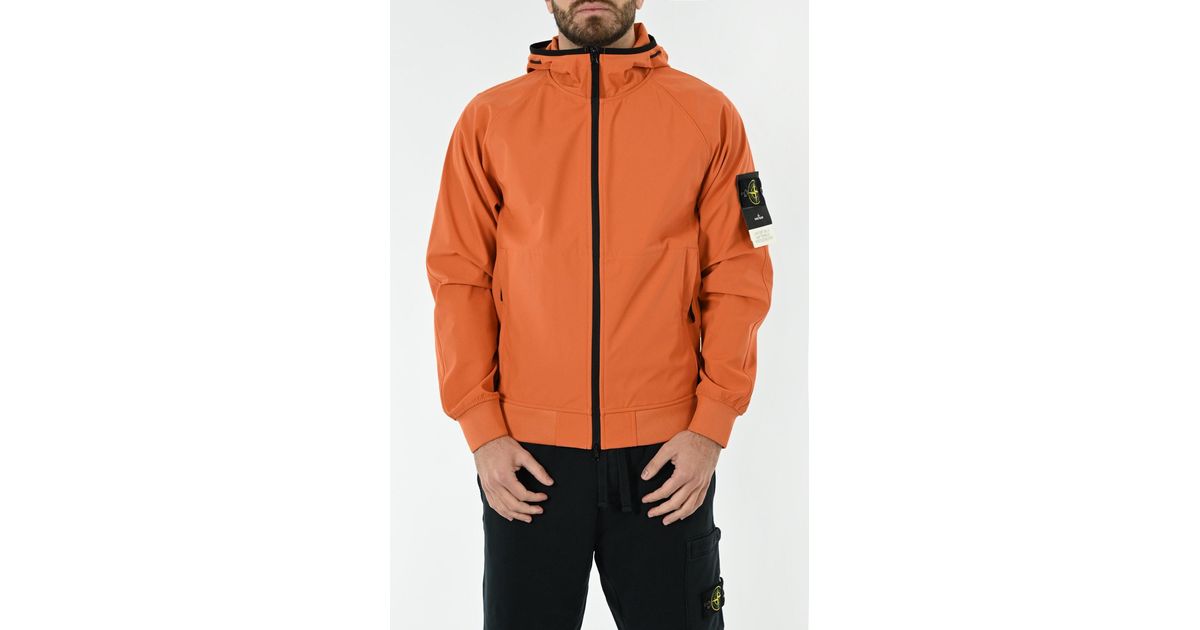 Stone Island Jacket With Hood in Orange for Men | Lyst