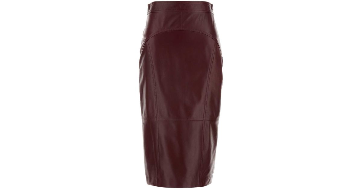 スカート MAX MARA BURGUNDY LEATHER TAIGA SKIRT Max Mara Studio Burgundy Leather Taiga Skirt Max Mara