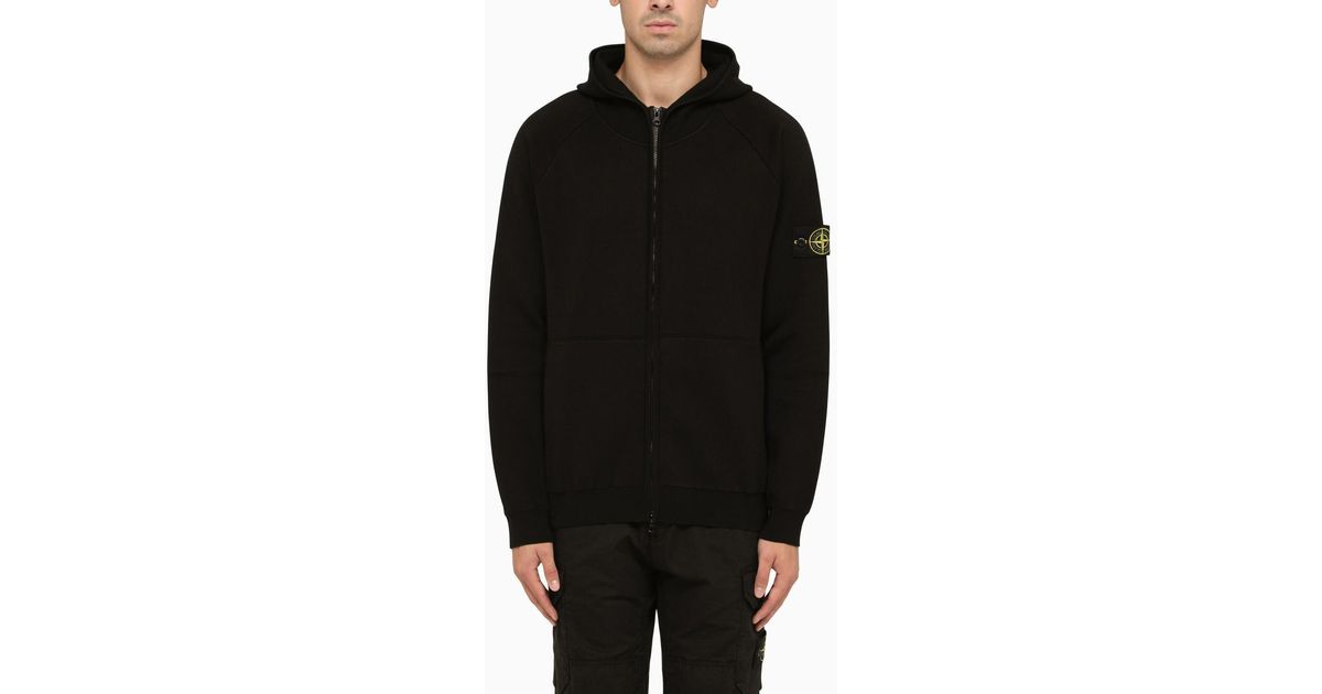 Stone Island Zipped Black Hoodie for Men Lyst