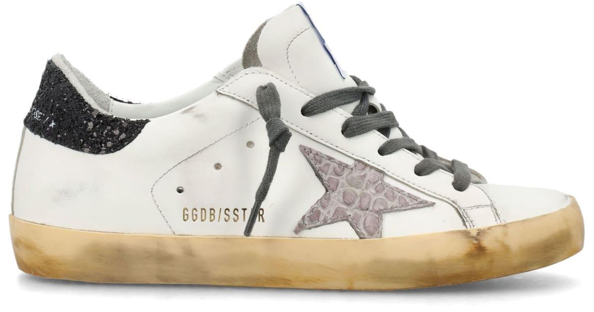 Golden Goose Super-star Cocco Star With Glitter Heel Tab in White | Lyst