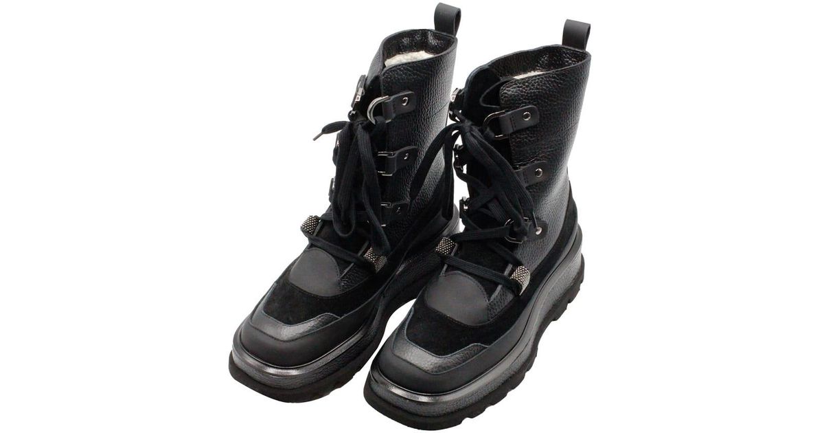 Fabiana Filippi Amphibious Shoe Chuncky Boot In Soft Textured Leather ...