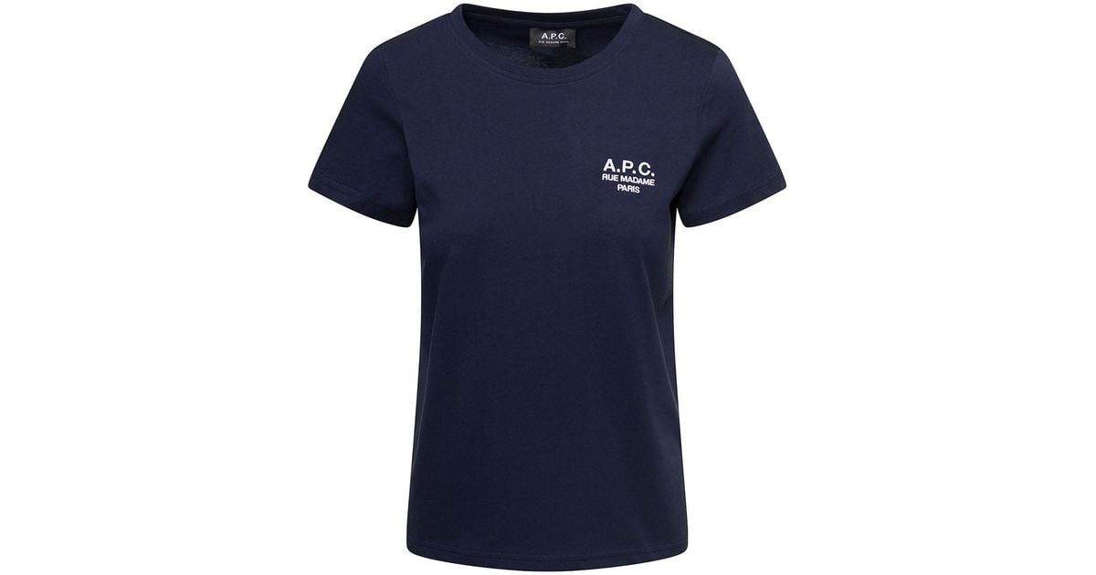 A.P.C. Denise Blue T-shirt In Jersey With Logo Print A.p.c | Lyst