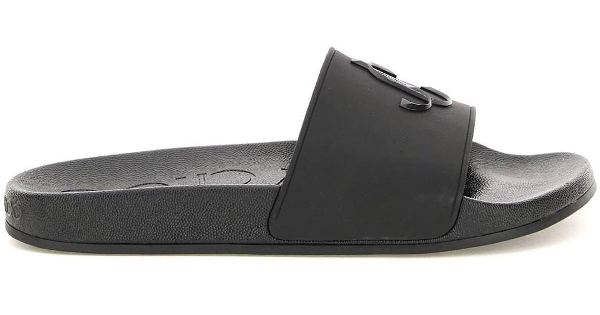 Jimmy Choo Port Rubber Slides in Black (Black) (Black) - Lyst