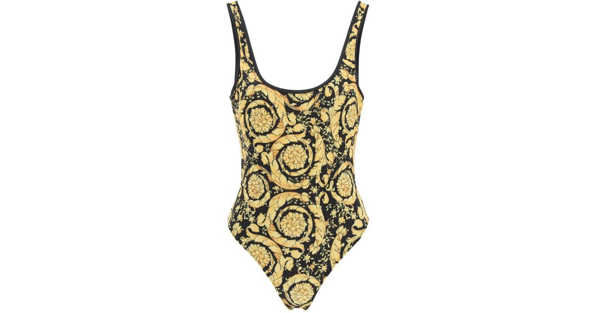 Versace Pink Barocco Logo Print Swimsuit main image 1