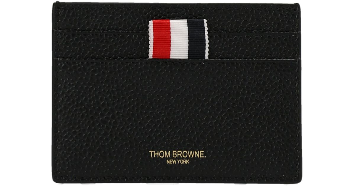 Thom Browne Leather 4 Bar Card Holder in Black for Men | Lyst