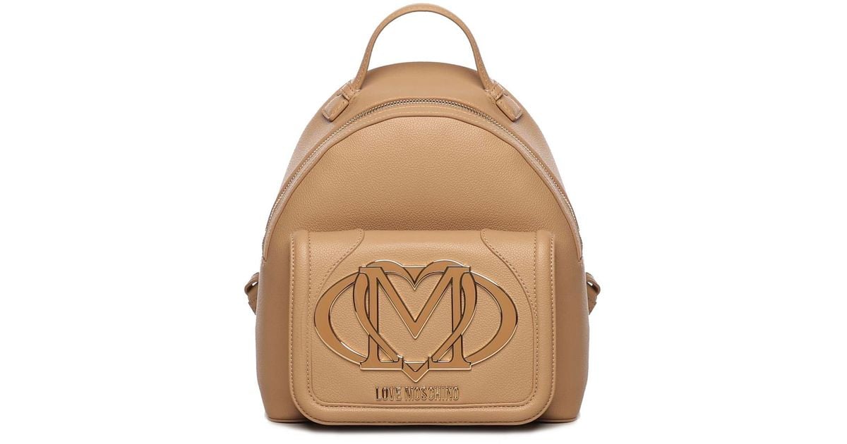 Love Moschino Backpack With Large Logo in Natural Lyst UK
