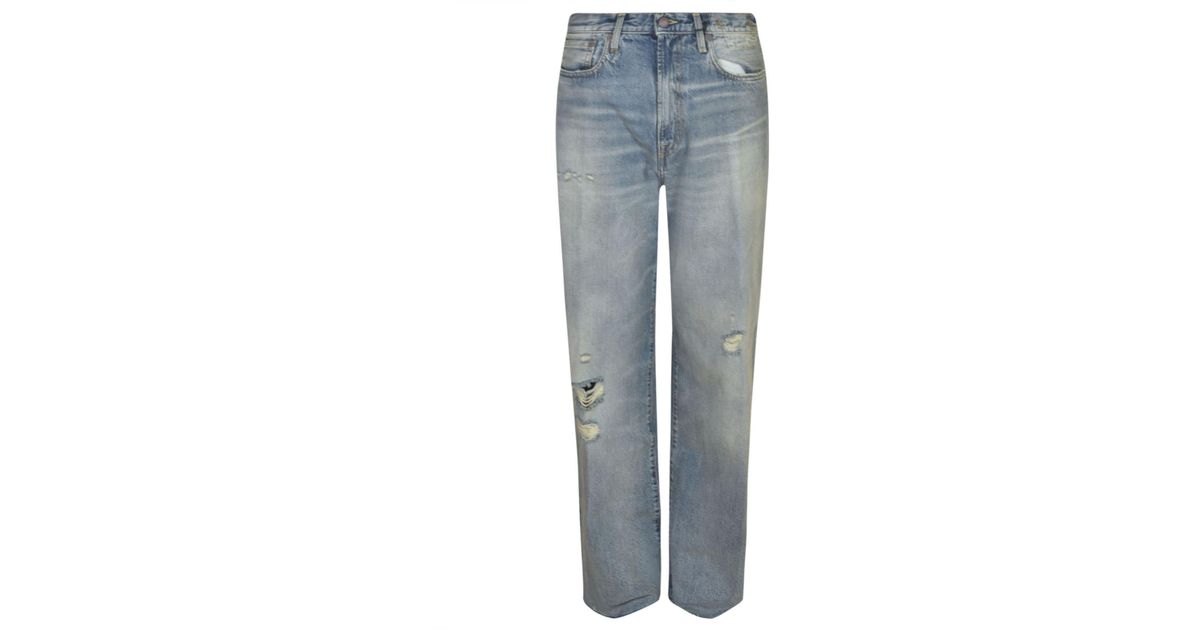 R13 Straight Distressed Jeans in Blue | Lyst