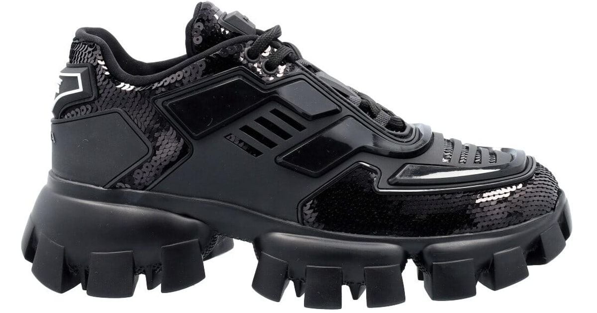 Prada Rubber Cloudbust Thunder Sequin Sneakers in Black - Lyst