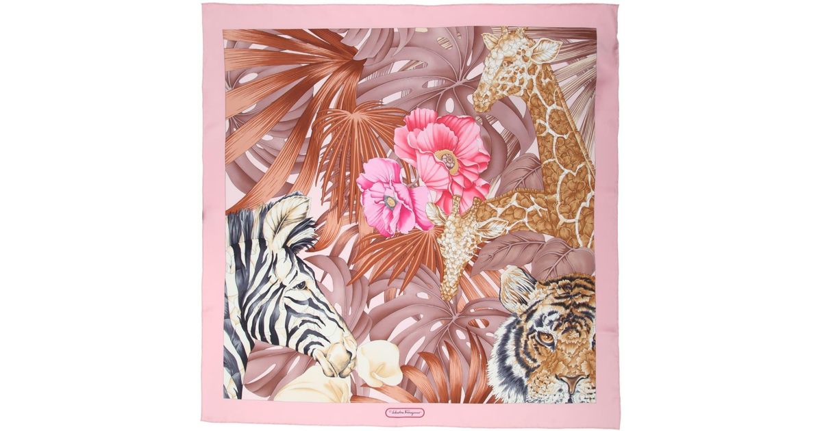 Ferragamo Foulard Forest In Silk in Pink | Lyst