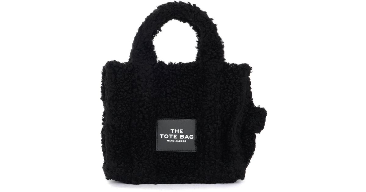 Marc Jacobs The Mini Traveler Tote Bag In Black Faux Fur Lyst