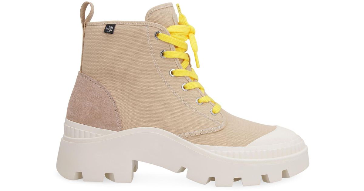 Tory Burch Suede Camp Lace-up Ankle Boots in Beige (Natural) - Lyst