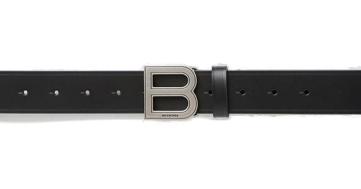 Balenciaga Leather Logo Buckle Belt in Black for Men | Lyst