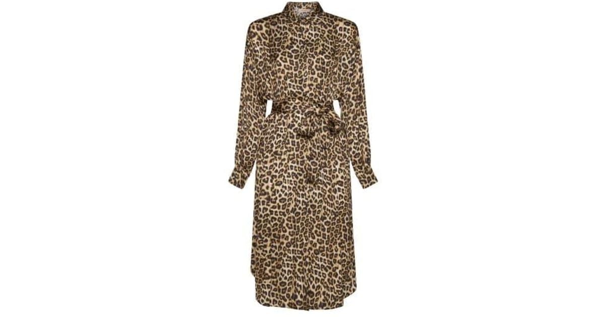 Twinset Chemisier Dress In Animalier Satin in Natural | Lyst