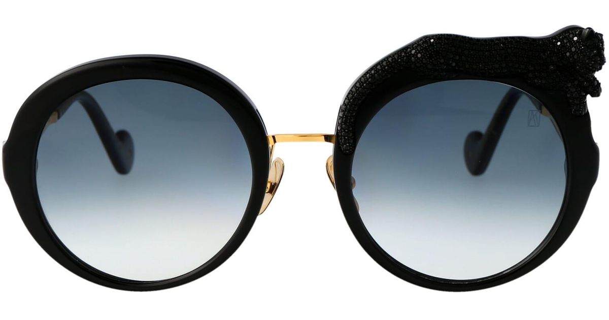 Anna Karin Karlsson Rose Et La Roue Crystal Sunglasses in Black | Lyst