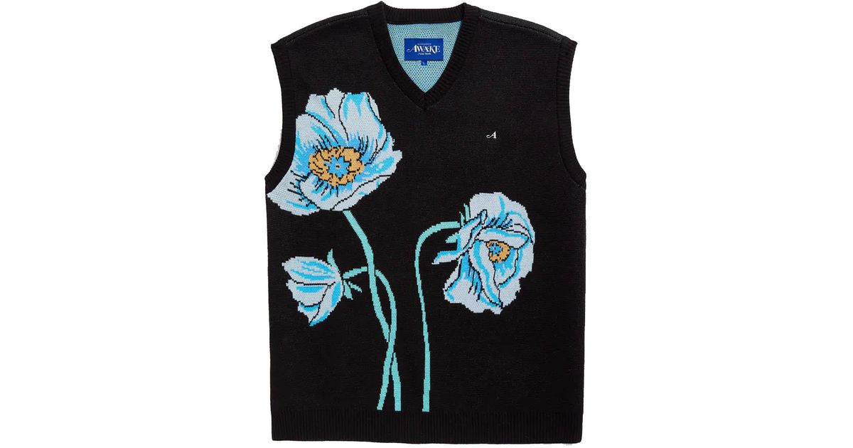 AWAKE NY Black Floral Vest for Men Lyst