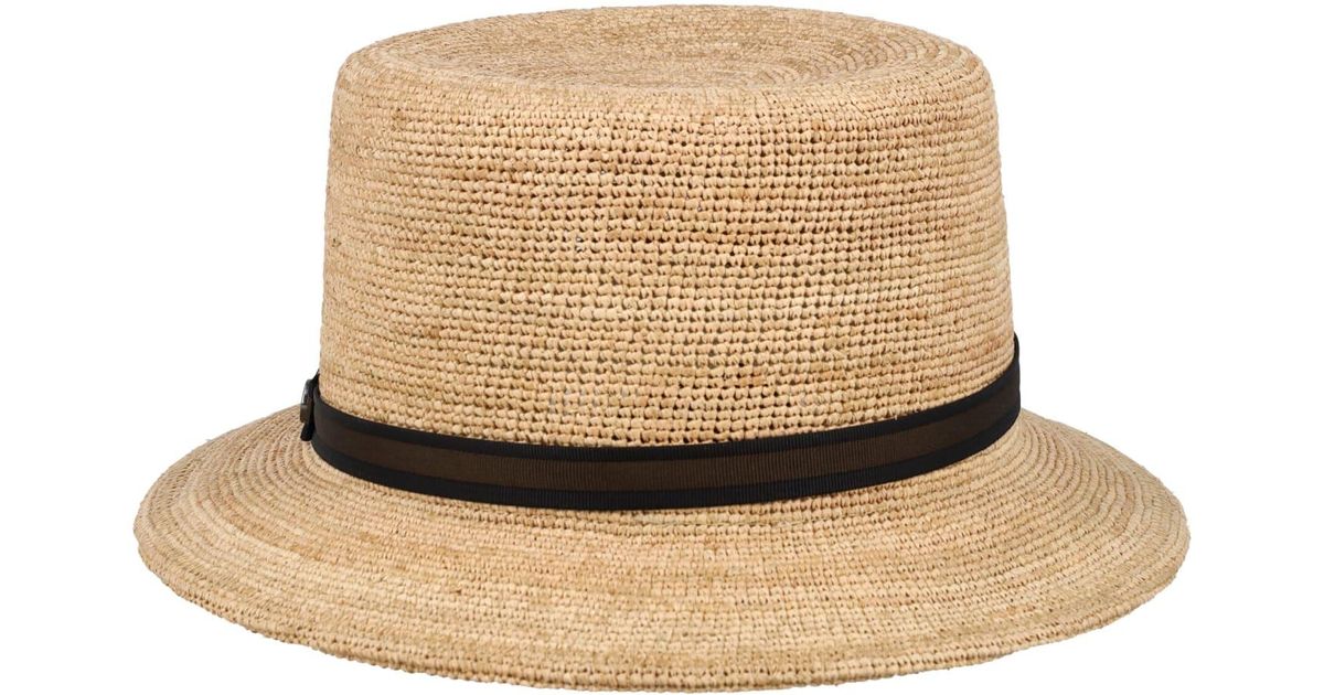 Borsalino Fine Raffia Crochet Bucket Hat in Natural for Men | Lyst