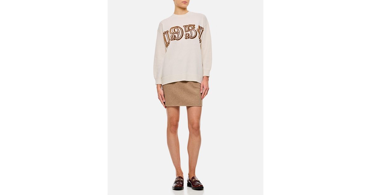 Max Mara Fido 1951 Velvet Logo Knit Sweater in White | Lyst Max Mara Fido 1951 Velvet Logo Knit Sweater in White | Lyst
