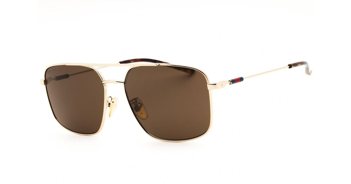 Rectangle Sa Gucci Gucci Gg2096Sa Rectangular Metal Sunglasses in Black | Lyst