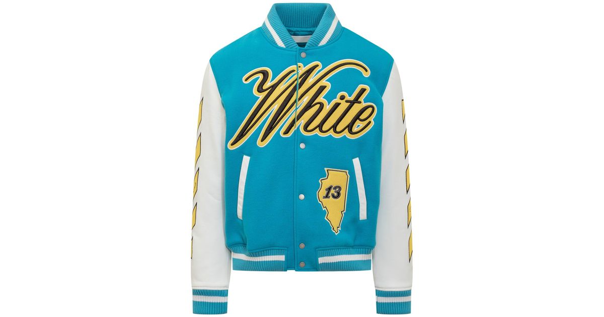 Off-White c/o Virgil Abloh Vars World Leather Jackets in Blue for Men ...