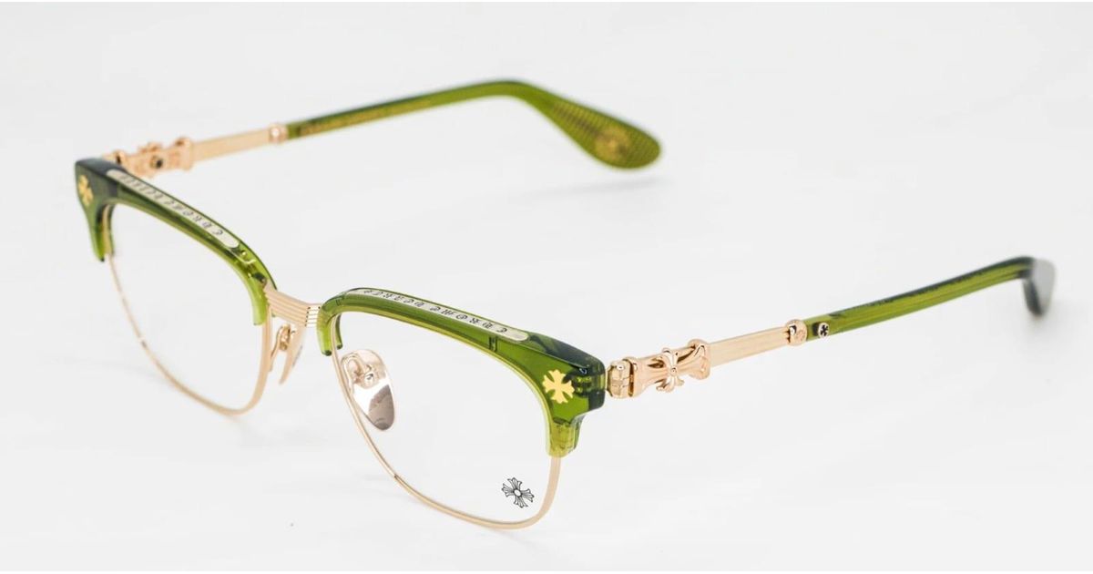 Chrome Hearts Bonennoisseur Ii Dark Olive / 18k Gold Rx Glasses in Black Lyst